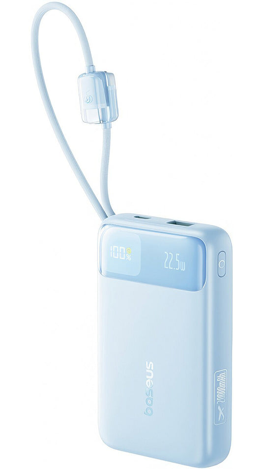 Powerbank Baseus EnerFill FC11, 20000mAh, 22.5W, QC + PD, 1 x Lightning - 1 x USB-A - 2 x USB-C, Niebieski E0027S06
