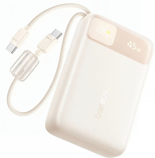 Powerbank Baseus EnerFill FC11, 20000mAh, 45W, QC + PD, 1 x USB-A - 3 x USB-C, Beż E0031101