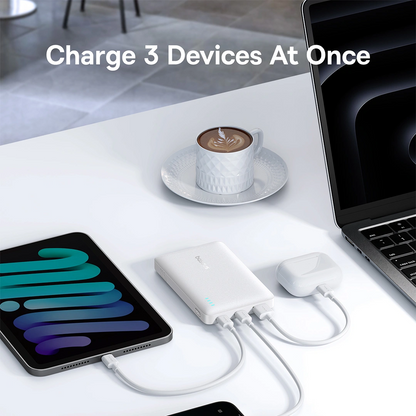 Zewnętrzna bateria Baseus EnerFill FP21, 10000mAh, 22.5W, QC + PD, 1 x USB-A - 2 x USB-C, Biała P1008210D213-00