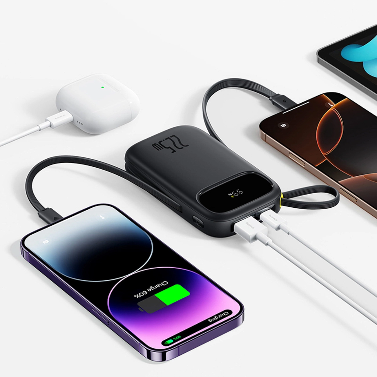 Zewnętrzna bateria Baseus EnerFill FC31, 10000mAh, 22.5W, QC + PD, 1 x Lightning - 1 x USB-A - 2 x USB-C, Czarna