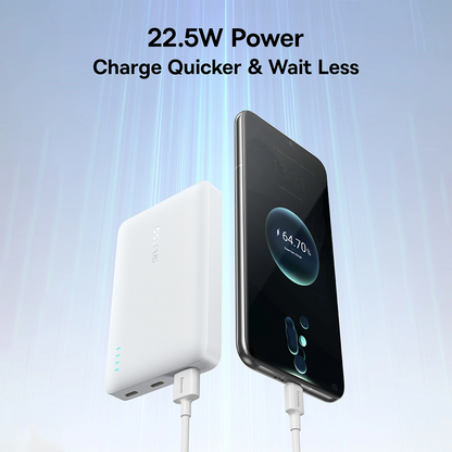 Zewnętrzna bateria Baseus EnerFill FP21, 10000mAh, 22.5W, QC + PD, 1 x USB-A - 2 x USB-C, Biała P1008210D213-00