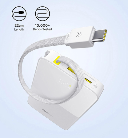 Zewnętrzna bateria Baseus EnerFill Bipow2 Pro, 10000mAh, 22.5W, QC + PD, 1 x USB-A - 2 x USB-C, Biała E0027601