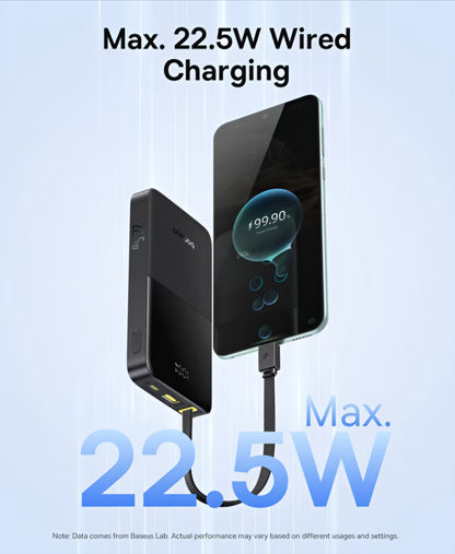 Zewnętrzna bateria Baseus EnerFill Bipow2 Pro, 10000mAh, 22.5W, QC + PD, 1 x USB-A - 2 x USB-C, Czarna E0027600