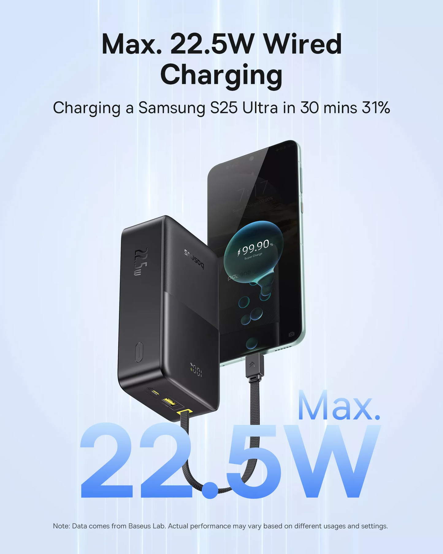 Zewnętrzna bateria Baseus EnerFill Bipow2 Pro, 30000mAh, 22.5W, QC + PD, 1 x USB-A - 2 x USB-C, Czarna E0028100