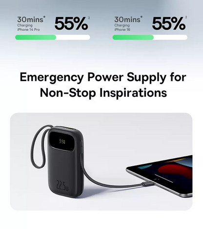 Baseus EnerFill FC31 External Battery, 20000mAh, 22.5W, QC + PD, 1 x Lightning - 1 x USB-A - 2 x USB-C, Black P10082107123-00