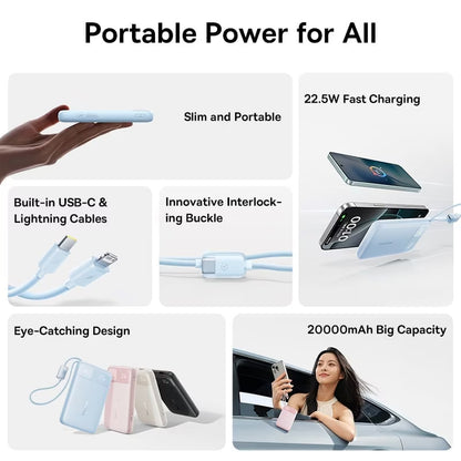 Powerbank Baseus EnerFill FC11, 20000mAh, 22.5W, QC + PD, 1 x Lightning - 1 x USB-A - 2 x USB-C, Czarny E0027S04