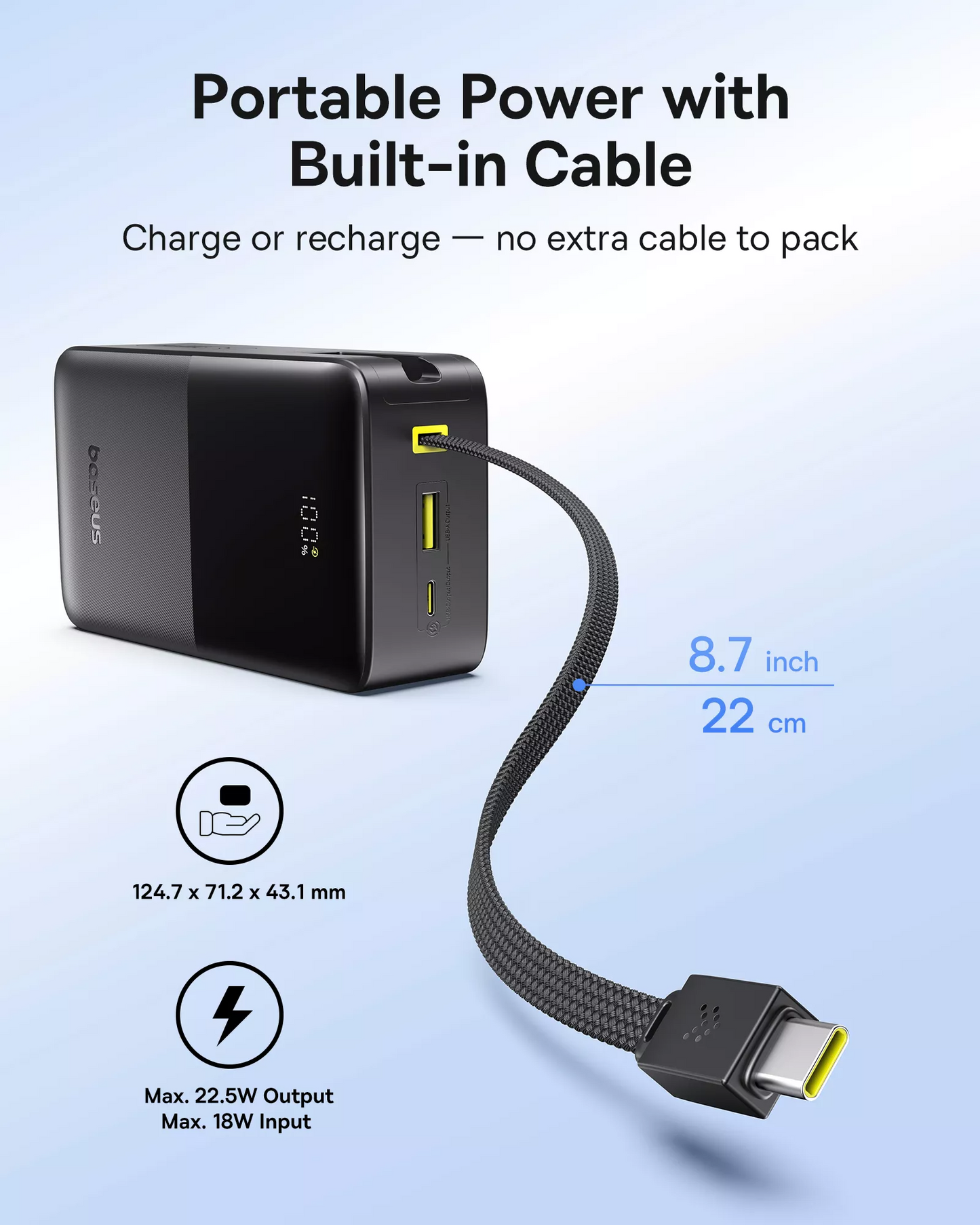 Zewnętrzna bateria Baseus EnerFill Bipow2 Pro, 30000mAh, 22.5W, QC + PD, 1 x USB-A - 2 x USB-C, Czarna E0028100