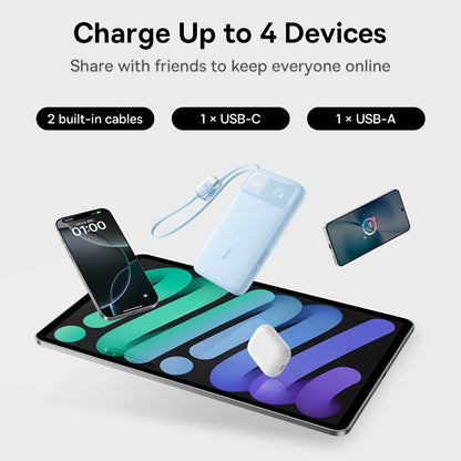 Powerbank Baseus EnerFill FC11, 20000mAh, 22.5W, QC + PD, 1 x Lightning - 1 x USB-A - 2 x USB-C, Niebieski E0027S06
