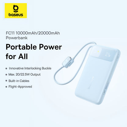 Powerbank Baseus EnerFill FC11, 20000mAh, 22.5W, QC + PD, 1 x Lightning - 1 x USB-A - 2 x USB-C, Niebieski E0027S06
