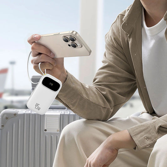 Zewnętrzna bateria Baseus EnerFill FC31 Qpow 3, 10000mAh, 45W, QC + PD, 1 x Lightning - 1 x USB-A - 2 x USB-C, Niebieska E0028C03