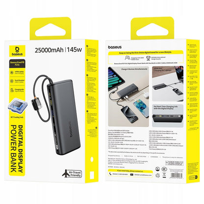 Powerbank Baseus EnerFill FC41, 25000mAh, 145W, QC + PD, 1 x USB-A - 3 x USB-C, Czarny E0028H03