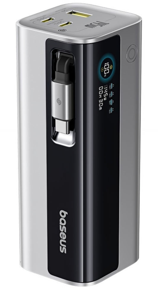 Powerbank Baseus EnerGeek GR11, 20000mAh, 145W, QC + PD, 1 x USB-A - 3 x USB-C, Srebrny E0027B02
