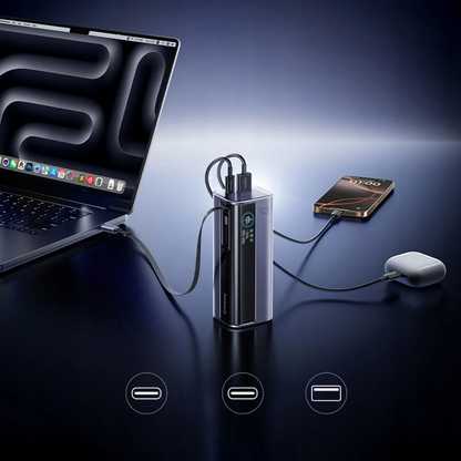 Zewnętrzna bateria Baseus EnerGeek GR11, 10000mAh, 100W, QC + PD, 1 x USB-A - 2 x USB-C, Szara E0027A01