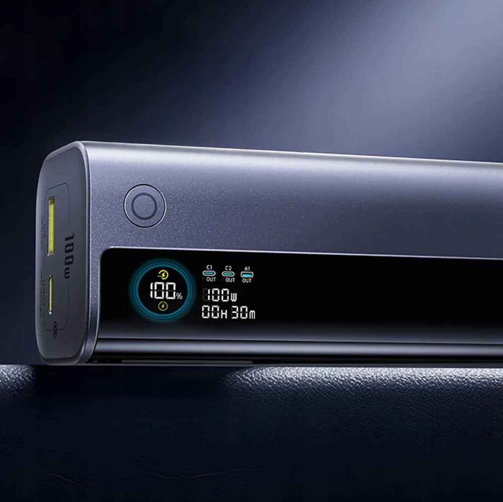 Zewnętrzna bateria Baseus EnerGeek GR11, 10000mAh, 100W, QC + PD, 1 x USB-A - 2 x USB-C, Szara E0027A01