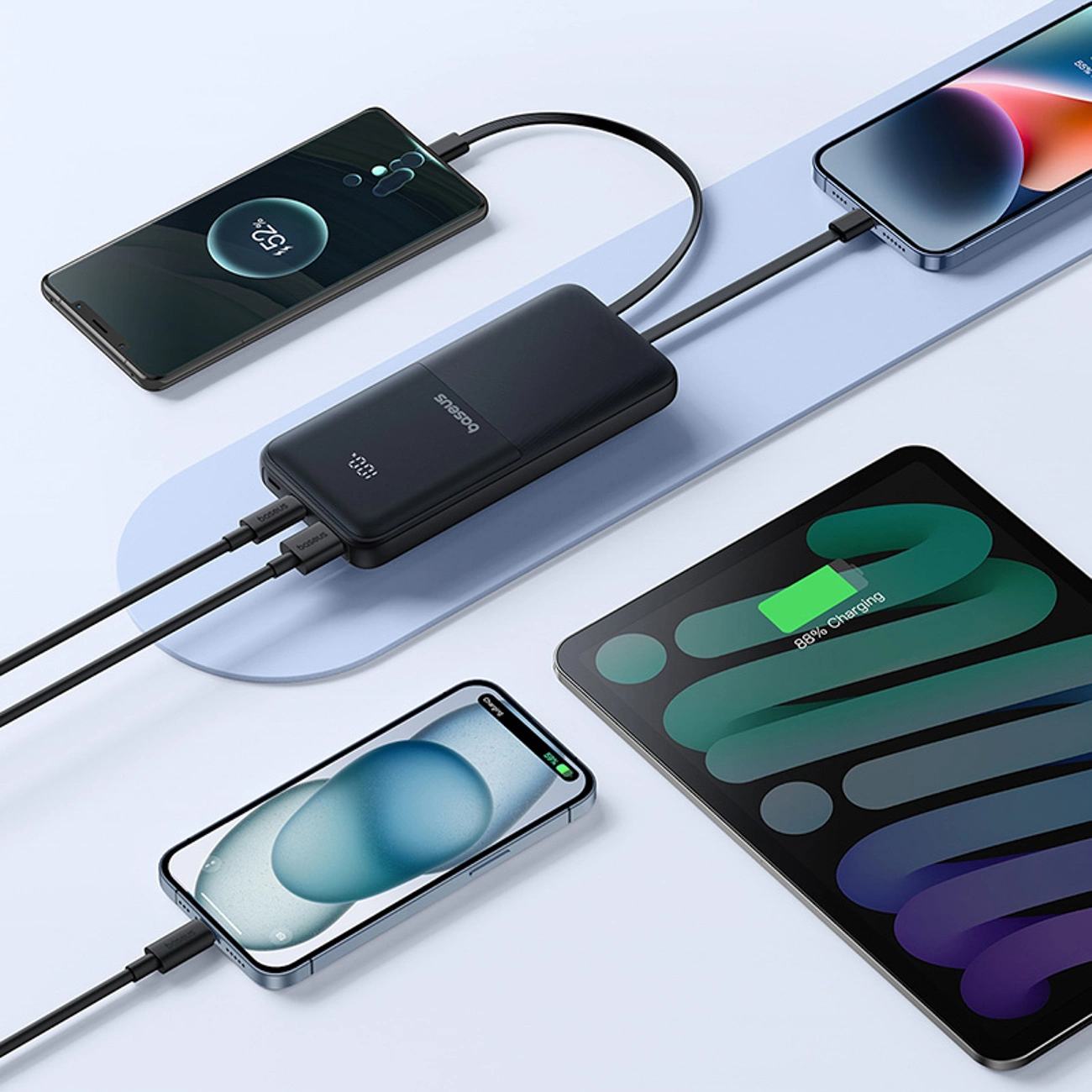 Baseus Lipow External Battery, 10000mAh, 22.5W, QC + PD, 1 x Lightning - 1 x USB-A - 2 x USB-C, Black P10079101123-00