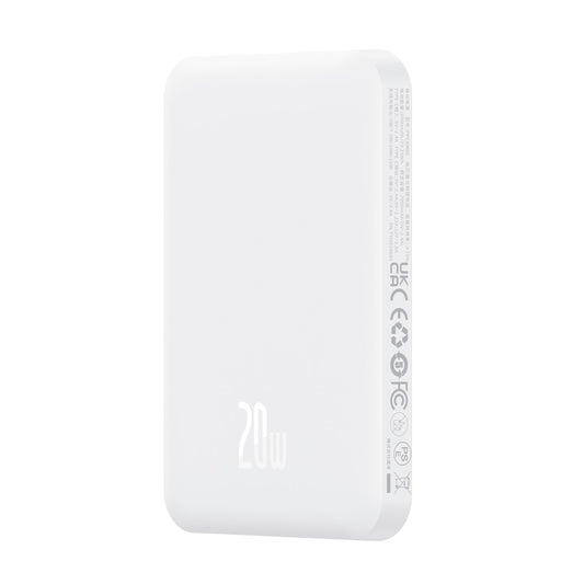 Baseus Magnetic Mini Wireless zewnętrzna bateria magnetyczna, 5000 mAh, 20 W, PD + FQI, 1 x QI - 1 x USB-C, biały P1002210722223-00 