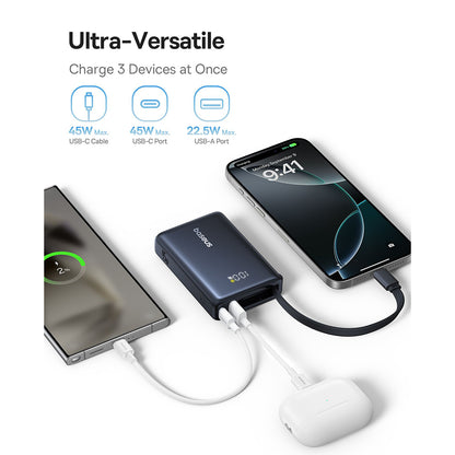 Zewnętrzna bateria Baseus PicoGo, 10000mAh, 45W, QC + PD, 1 x USB-A - 2 x USB-C, Czarna P10076803123-00