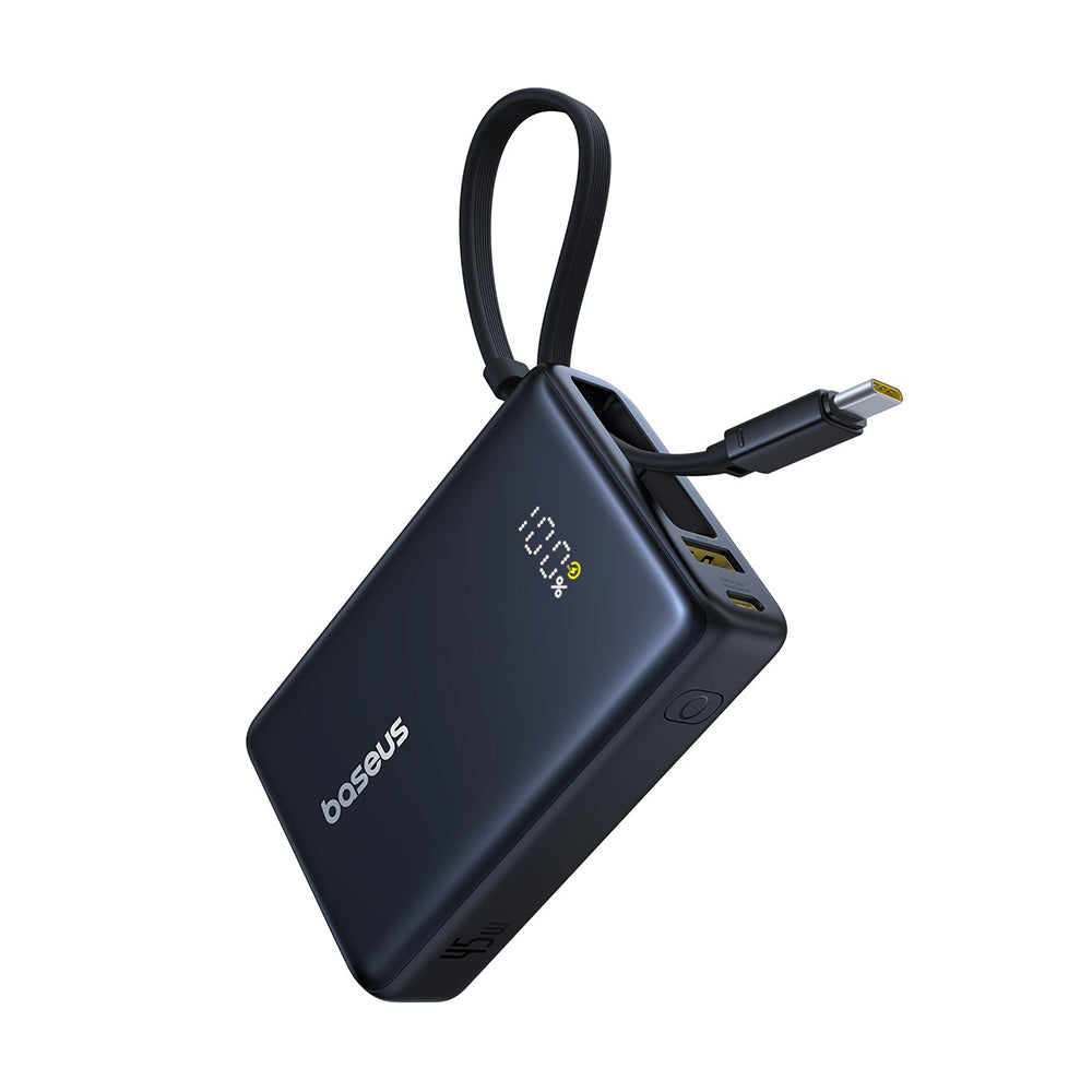 Zewnętrzna bateria Baseus PicoGo, 10000mAh, 45W, QC + PD, 1 x USB-A - 2 x USB-C, Czarna P10076803123-00