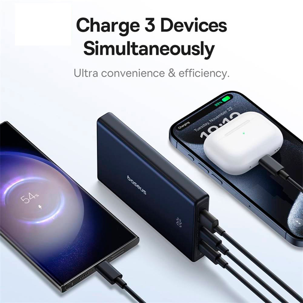 Zewnętrzna bateria Baseus PicoGo, 10000mAh, 20W, QC + PD, 1 x USB-A - 2 x USB-C, Czarna P10076801123-00