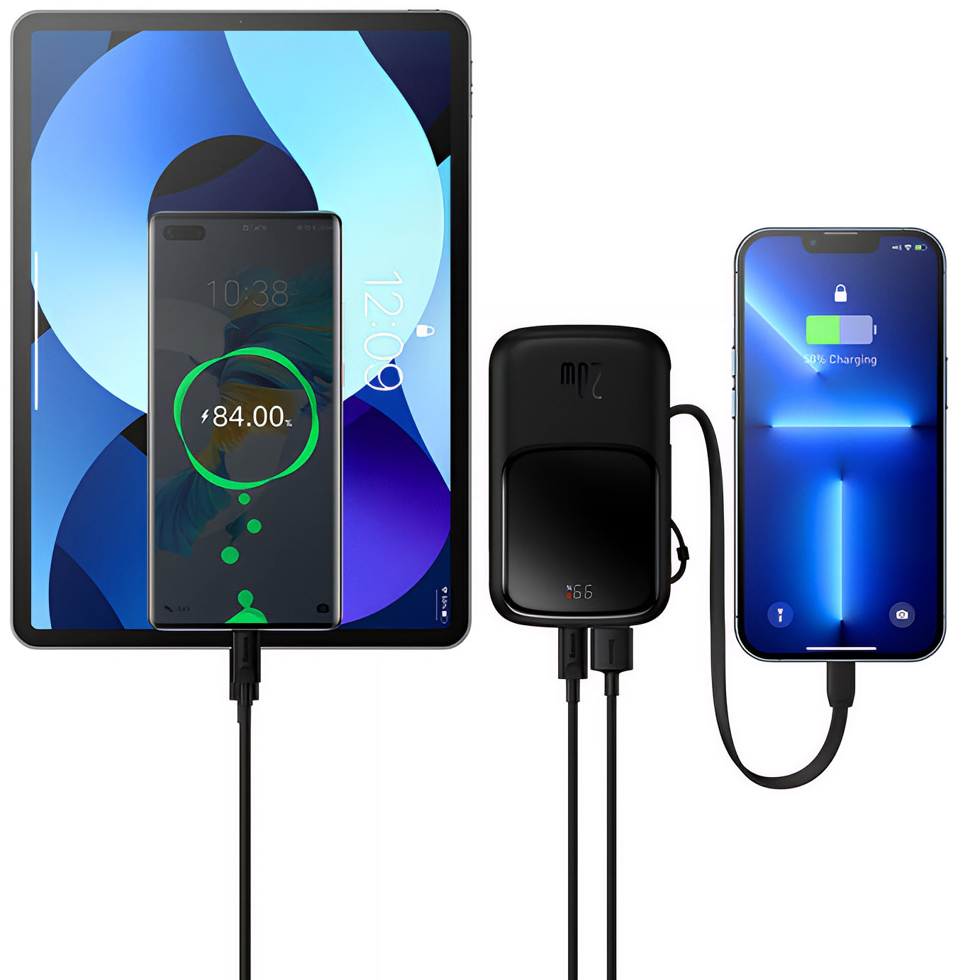 Zewnętrzna bateria Baseus Qpow Pro, 20000mAh, 20W, QC + PD, 1 x Lightning - 1 x USB-A - 1 x USB-C, Czarna PPQD060201