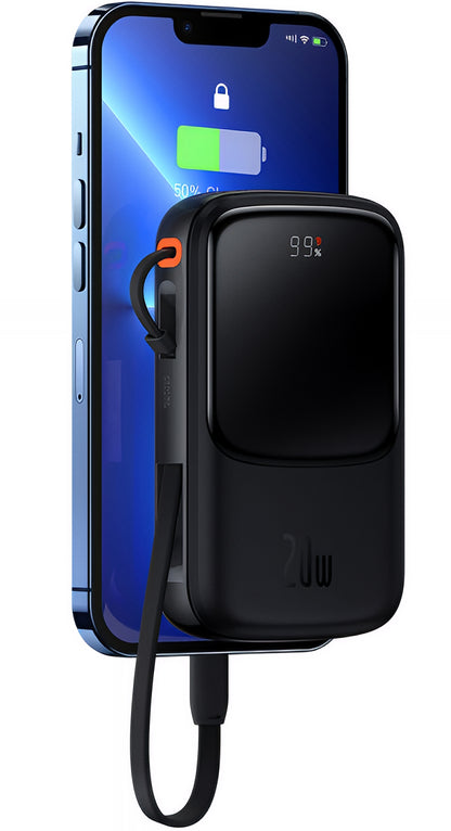 Zewnętrzna bateria Baseus Qpow Pro, 20000mAh, 20W, QC + PD, 1 x Lightning - 1 x USB-A - 1 x USB-C, Czarna PPQD060201