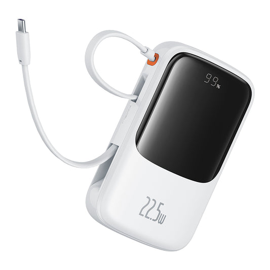 Zewnętrzna bateria Baseus Qpow Pro+, 10000mAh, 22.5W, QC + PD, 1 x USB-A - 2 x USB-C, Biała P10067101213-00