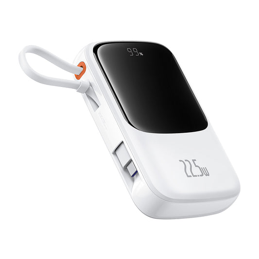 Zewnętrzna bateria Baseus Qpow Pro+, 10000mAh, 22.5W, QC + PD, 1 x USB-A - 2 x USB-C, Biała P10067101213-00