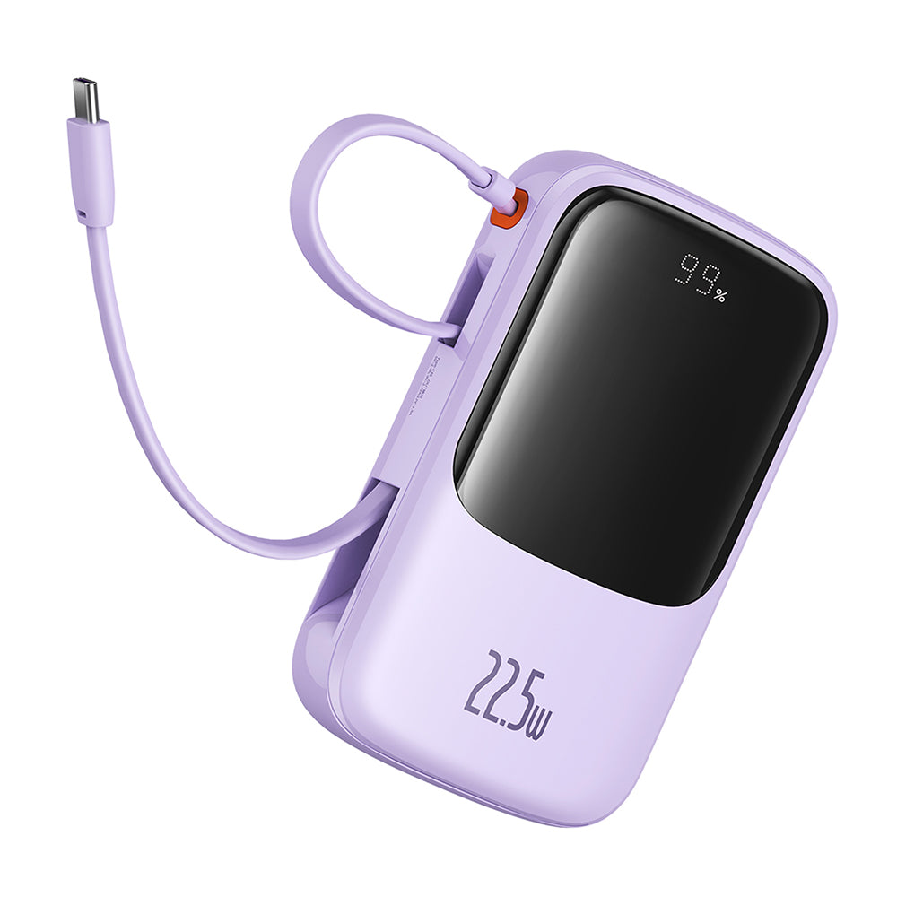 Zewnętrzna bateria Baseus Qpow Pro+, 10000mAh, 22.5W, QC + PD, 1 x USB-A - 2 x USB-C, Fioletowy P10067101513-00
