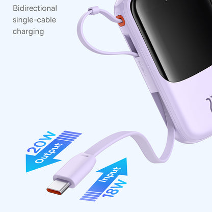 Zewnętrzna bateria Baseus Qpow Pro+, 10000mAh, 22.5W, QC + PD, 1 x USB-A - 2 x USB-C, Fioletowy P10067101513-00