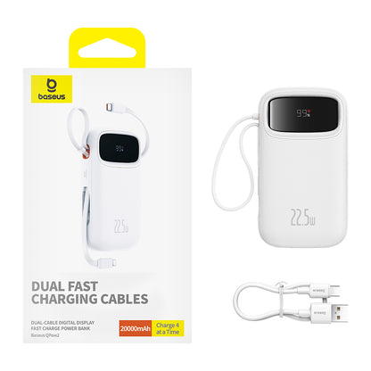 Zewnętrzna bateria Baseus Qpow2, 20000mAh, 22.5W, QC + PD, 1 x Lightning - 1 x USB-A - 2 x USB-C, Biała P10055002223-00