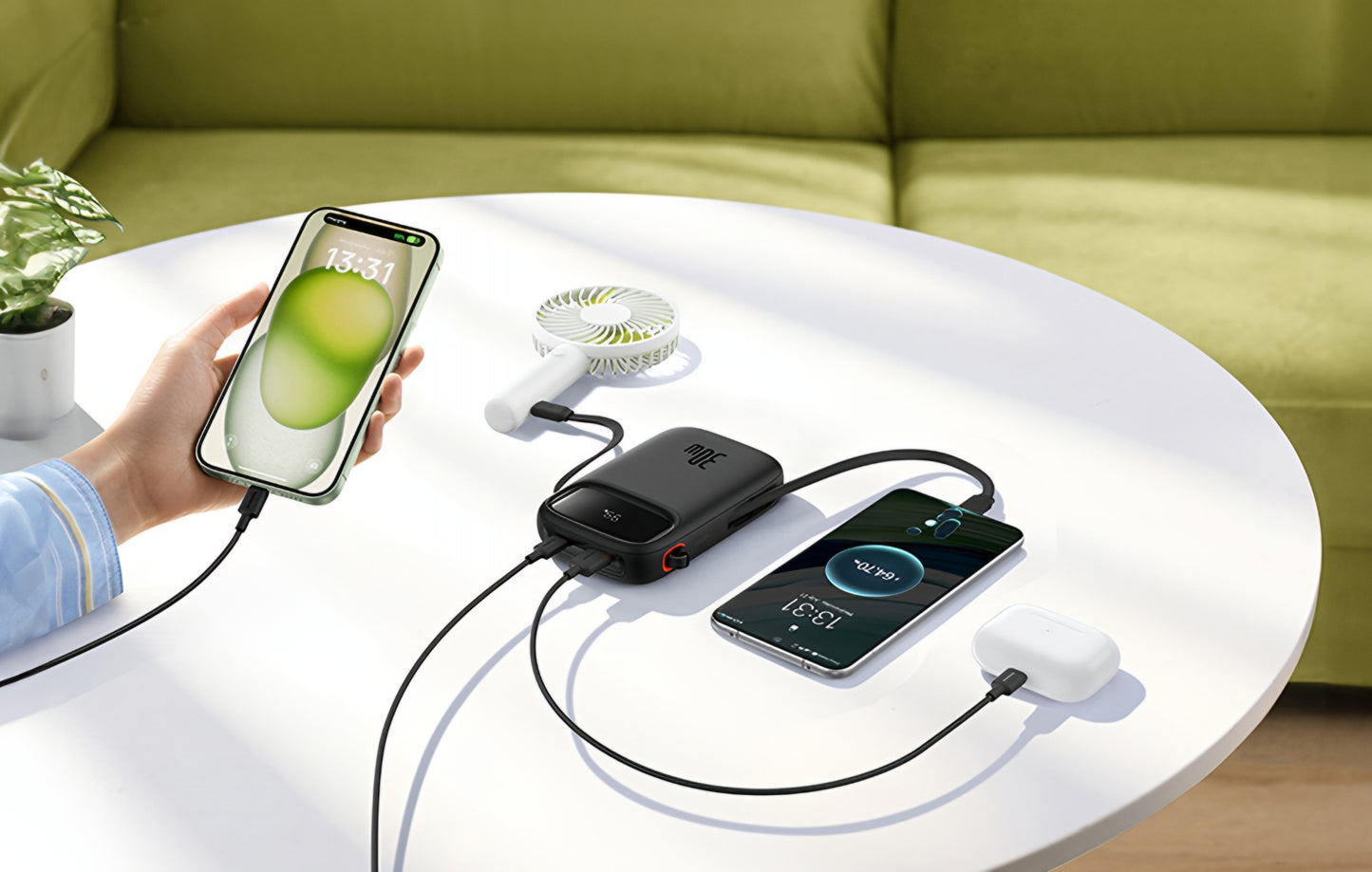 Zewnętrzna bateria Baseus Qpow2, 20000mAh, 30W, QC + PD, 1 x USB-A - 3 x USB-C, Czarna P10055009113-00