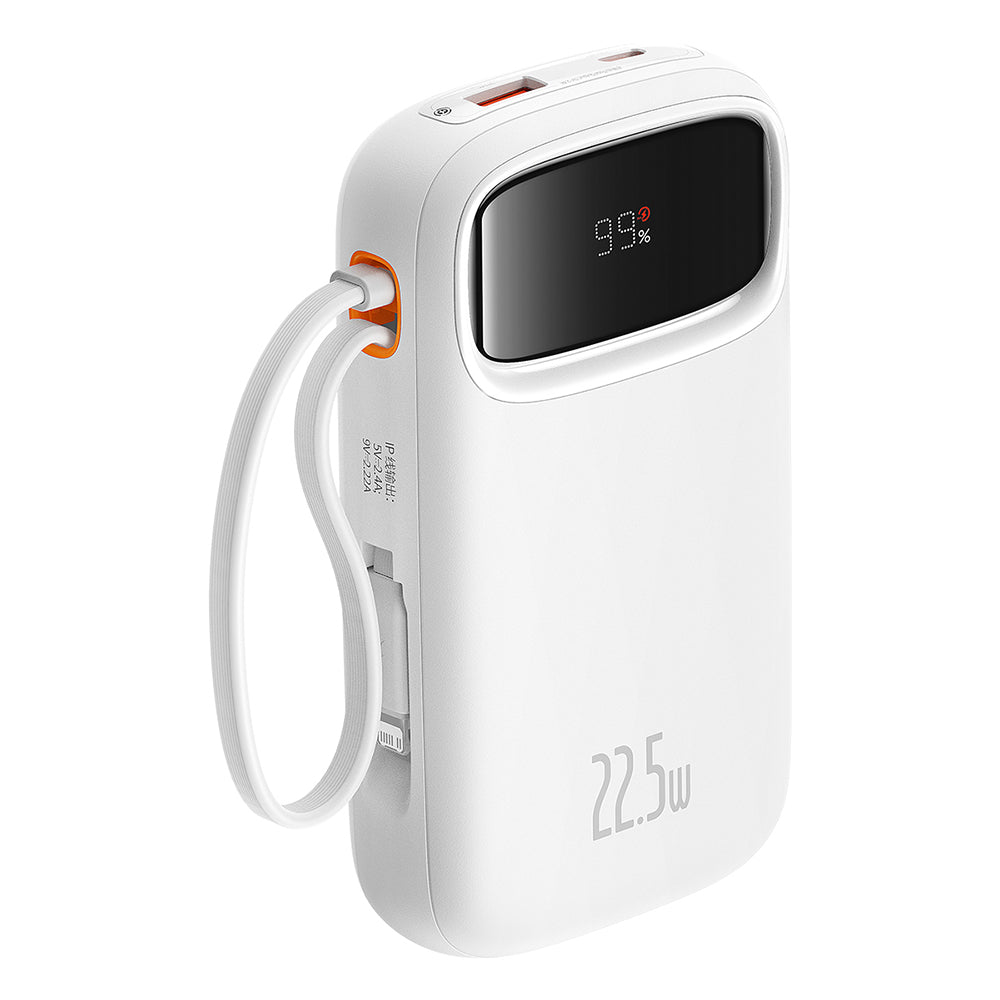 Zewnętrzna bateria Baseus Qpow2, 20000mAh, 22.5W, QC + PD, 1 x Lightning - 1 x USB-A - 2 x USB-C, Biała P10055002223-00