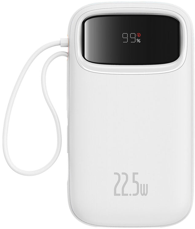 Zewnętrzna bateria Baseus Qpow2, 10000mAh, 22.5W, QC + PD, 1 x Lightning - 1 x USB-A - 2 x USB-C, Biała P10055003223-00
