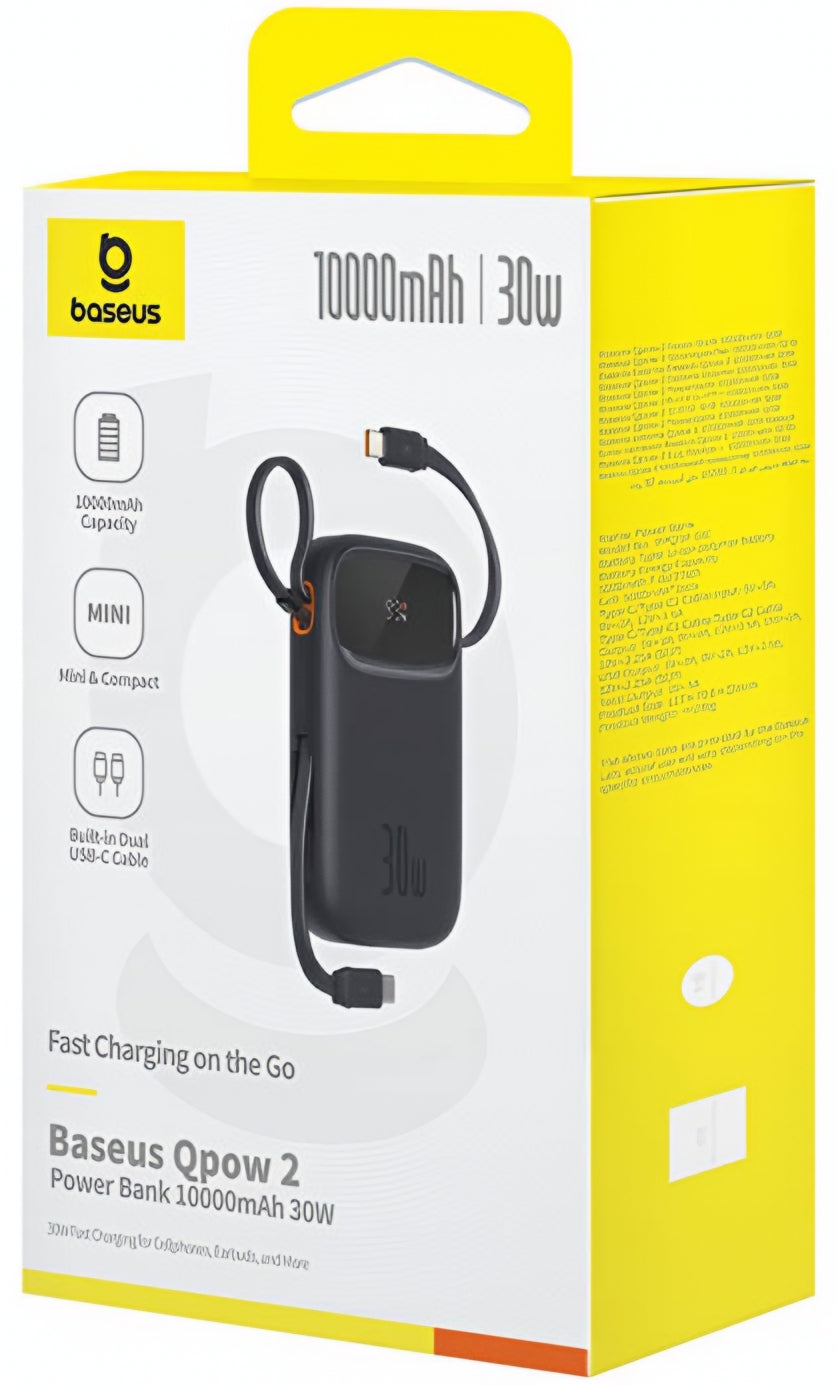 Zewnętrzna bateria Baseus Qpow2, 20000mAh, 30W, QC + PD, 1 x USB-A - 3 x USB-C, Czarna P10055009113-00