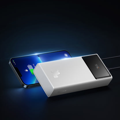 Zewnętrzna bateria Baseus Star Lord, 20000mAh, 30W, QC + PD, 1 x USB-C - 2 x USB-A, Biała P10022904213-00