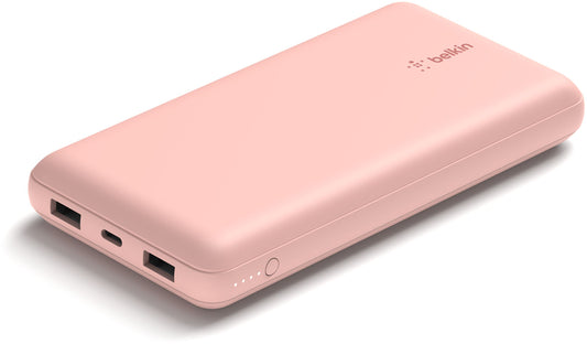 Powerbank Belkin BoostCharge, 20000mAh, 15W, 1 x USB-C - 2 x USB-A, Różowo-Złoty BPB012btRG