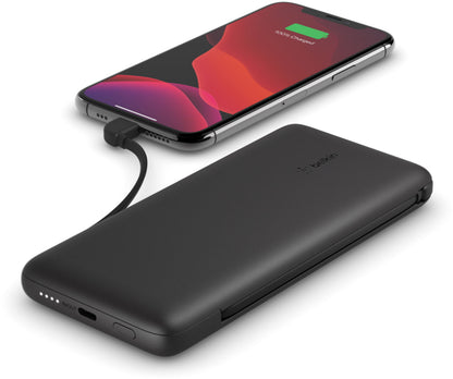 Powerbank Belkin BoostCharge Plus, 10000mAh, 23W, QC + PD, 1 x Lightning - 2 x USB-C, Czarny BPB006btBLK