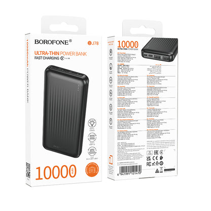 Zewnętrzna bateria Borofone BJ78 Clever, 10000mAh, 10W, 2 x USB-A, Czarna