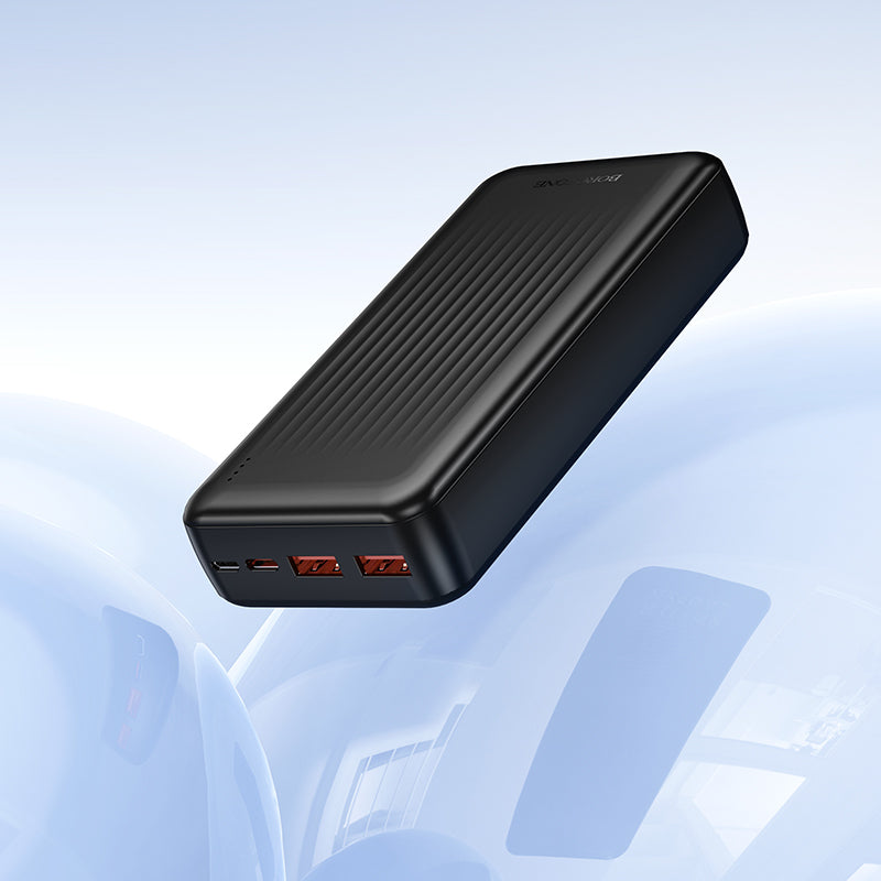 Zewnętrzna bateria Borofone BJ80A Clever, 20000mAh, 22.5W, QC + PD, 1 x USB-C - 2 x USB-A, Czarna