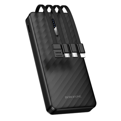 Borofone BJ84 Smooth External Battery, 10000mAh, 10W, 1 x Lightning - 1 x microUSB - 1 x USB-A - 1 x USB-C, Black