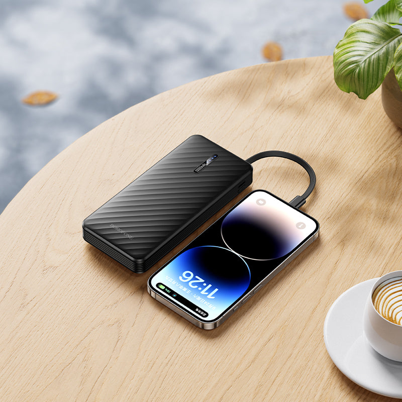 Borofone BJ84 Smooth External Battery, 10000mAh, 10W, 1 x Lightning - 1 x microUSB - 1 x USB-A - 1 x USB-C, Black
