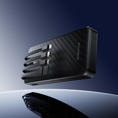 Borofone BJ84 Smooth External Battery, 10000mAh, 10W, 1 x Lightning - 1 x microUSB - 1 x USB-A - 1 x USB-C, Black