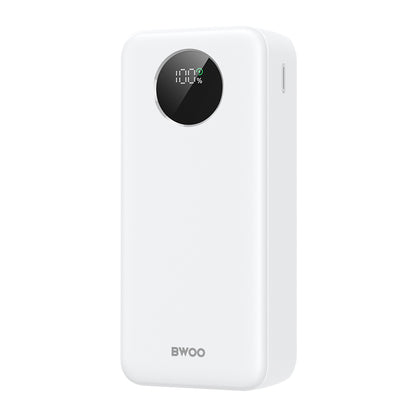 Zewnętrzna bateria BWOO BO-P64, 30000mAh, 22.5W, QC + PD, 1 x USB-C - 2 x USB-A, Biała
