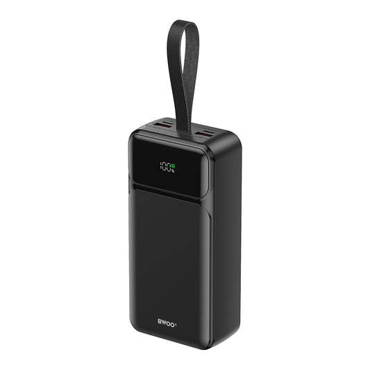 Zewnętrzna bateria BWOO BO-P66, 30000mAh, 65W, QC + PD, 1 x USB-C - 2 x USB-A, Czarna