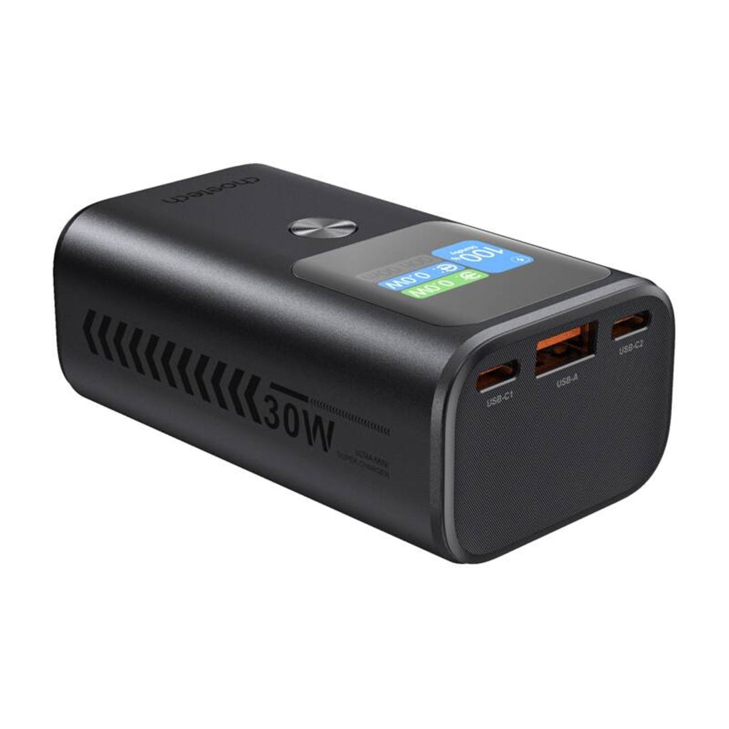 Zewnętrzna bateria Choetech B701, 10000mAh, 30W, QC + PD, 1 x USB-A - 2 x USB-C, Czarna