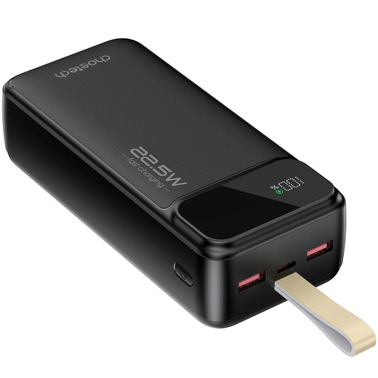 Bateria zewnętrzna Choetech B730, 30000 mAh, 22,5 W, QC + PD, 1 x USB-C - 2 x USB-A, czarna 