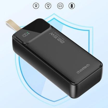 Bateria zewnętrzna Choetech B730, 30000 mAh, 22,5 W, QC + PD, 1 x USB-C - 2 x USB-A, czarna 