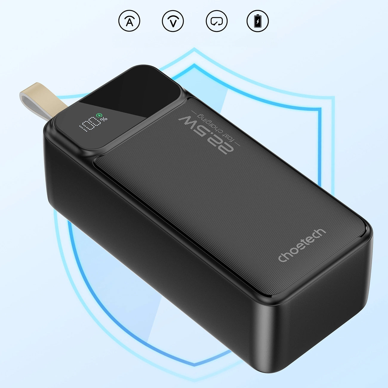 Bateria zewnętrzna Choetech B731, 40000 mAh, 22,5 W, QC + PD, 1 x USB-C - 2 x USB-A, czarna 