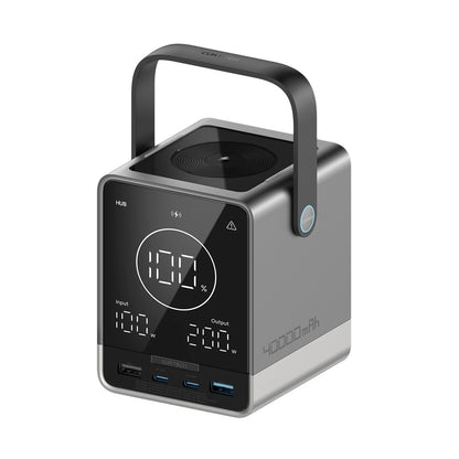Cuktech External Battery, 40000mAh, 300W, QC + PD + FQI, 1 x QI - 2 x USB-A - 2 x USB-C, Black