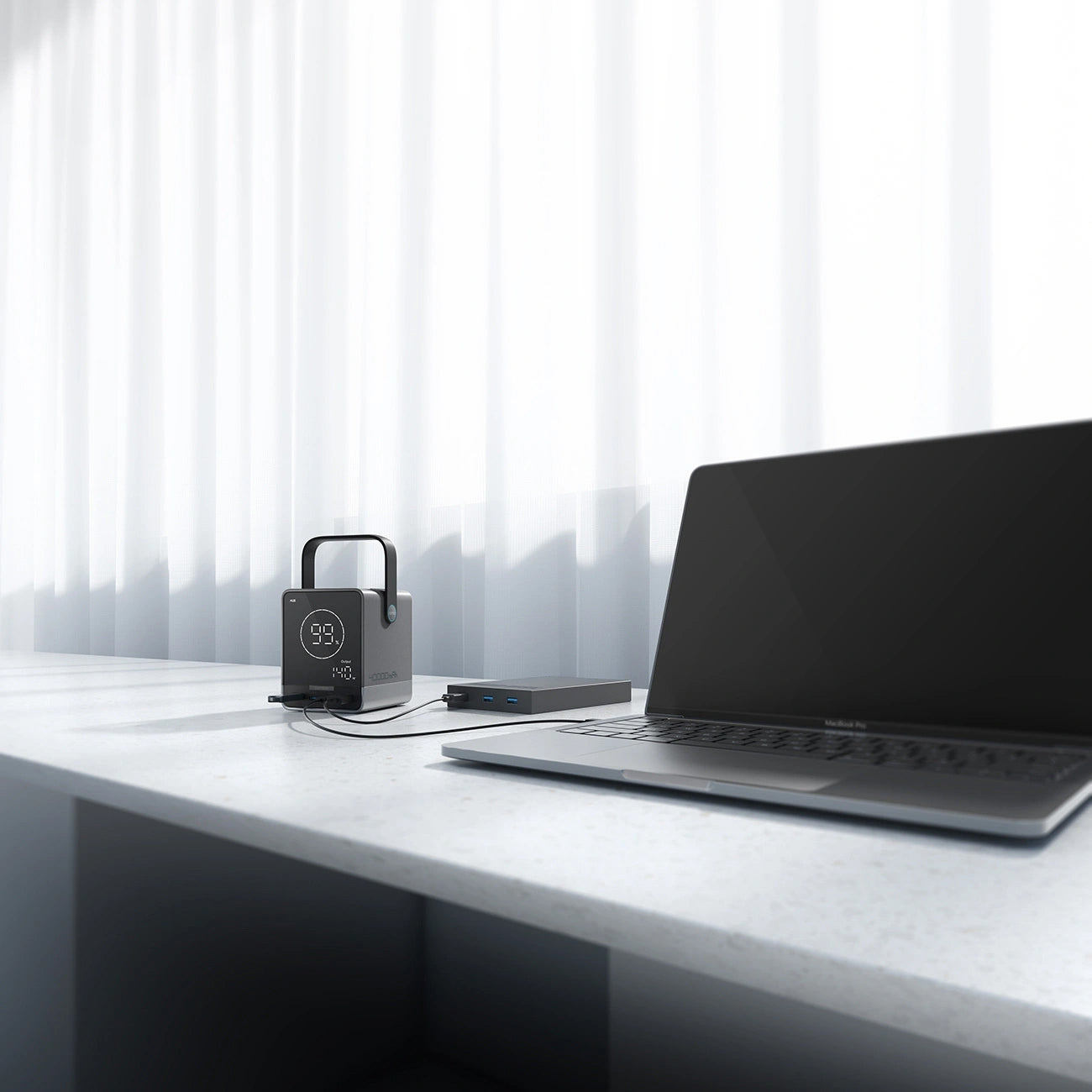 Cuktech External Battery, 40000mAh, 300W, QC + PD + FQI, 1 x QI - 2 x USB-A - 2 x USB-C, Black